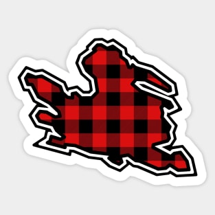 Mayne Island Silhouette in Red and Black Plaid - Simple Pattern - Mayne Island Sticker